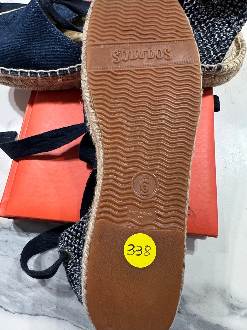 Laurent Lace Espadrille Women’s Navy Espadrille Lace-Up Flats (Soludos)